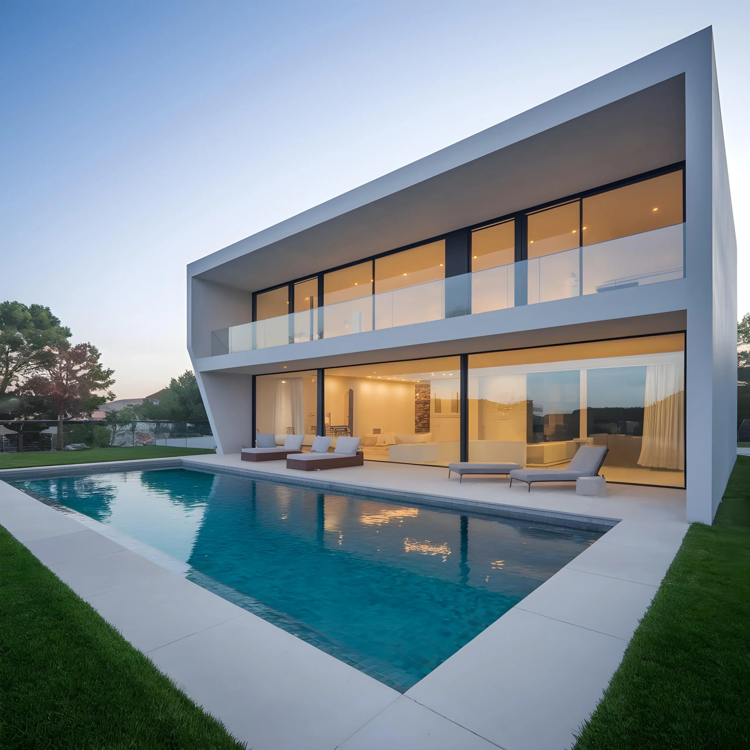 High-end single-family home with warm wood panels and sleek roofline in Miami